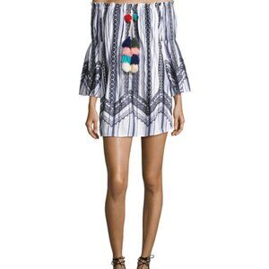 ANTHROPOLOGIE RED CARTER white & black embroidered short shift dress